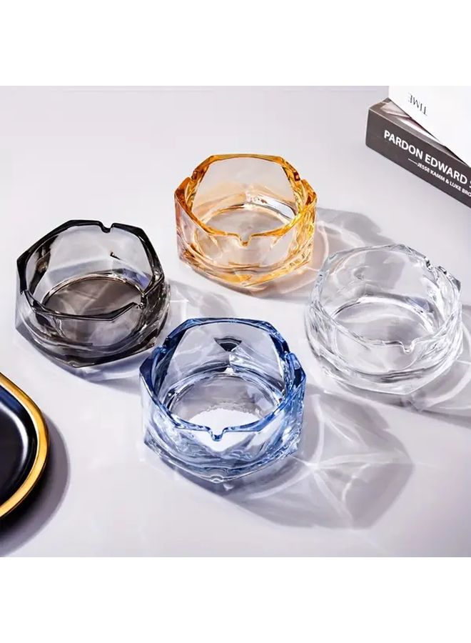 صحن رماد زجاجي هندسي باللون الرمادي الدخاني - عصري، متين، سهل التنظيف، ديكور للمنزل - Image 1